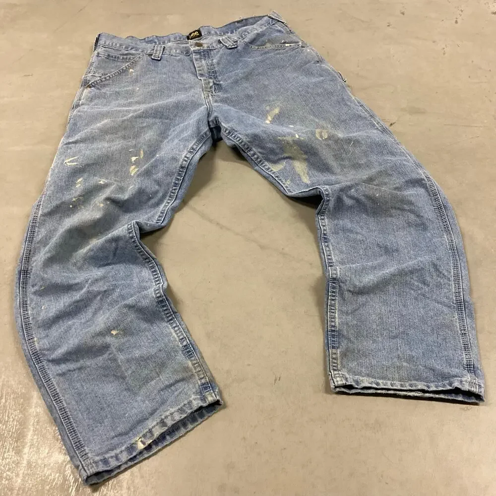Y2K baggy paint splatter Lee carpenter Jeans 34x30